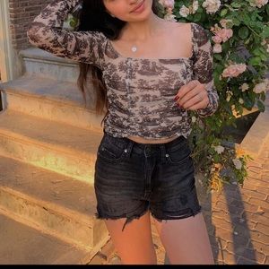 Urban Outfitters Brown Mesh Top